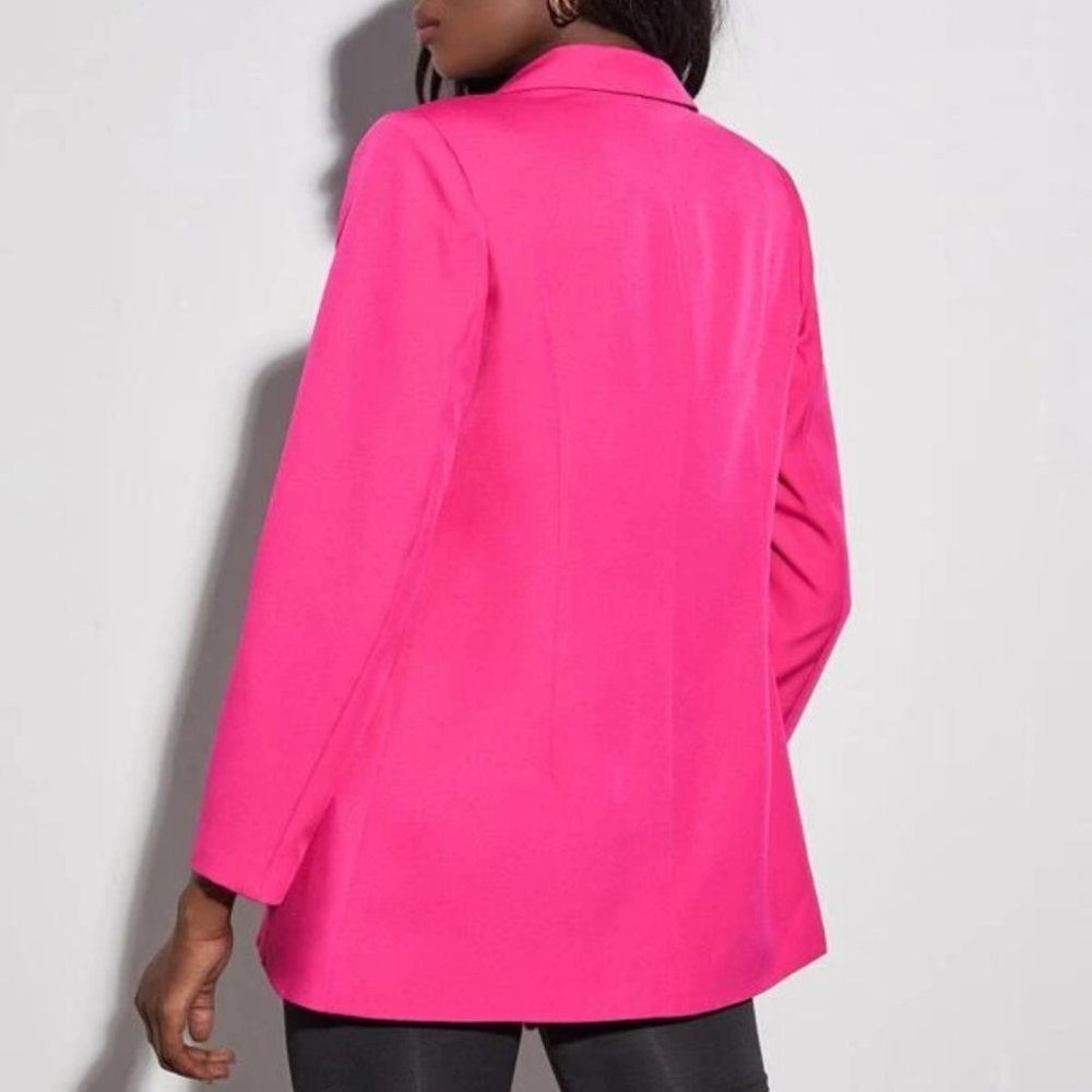 Glamorous semi oversized Button Front Blazer NEON PINK - Picture 6 of 8